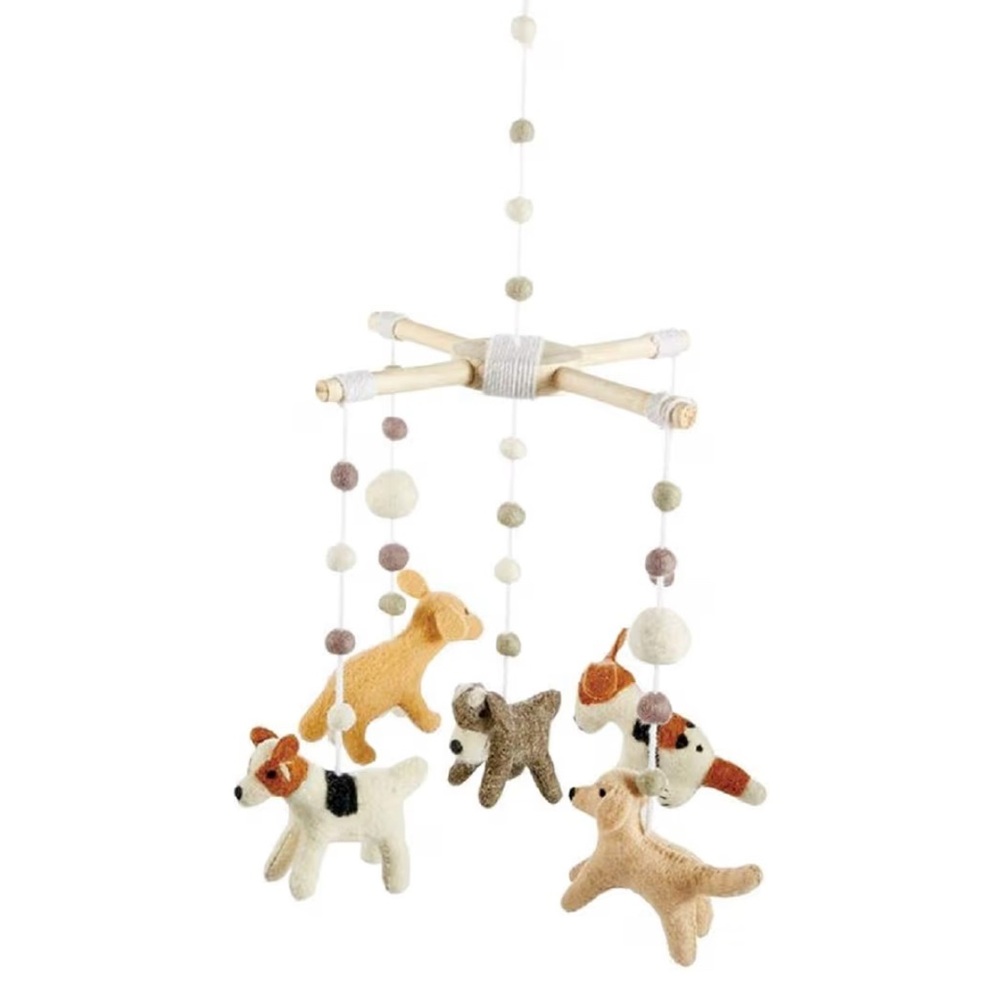 Mud Pie Wool Animal Puppy Nursery Mobile Neutral Minimalist